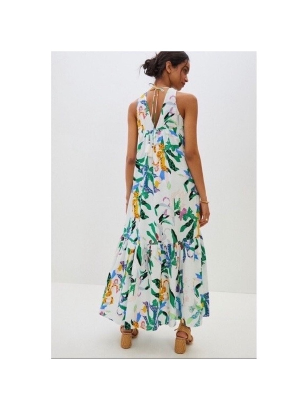 Anthropologie Maeve Belrose Eyelet Tropical Floral Maxi Dress Women’s Large